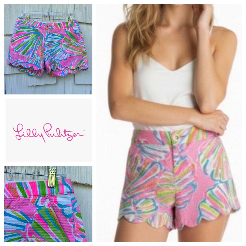 Lilly Pulitzer Callahan Scallop Shorts Shell Me Something Good Pink Green 4